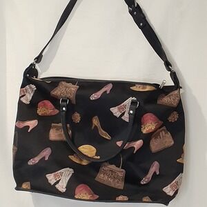 Raviani Large Tote Luggage Travel Bag Black Leather Straps Womens Apparel Design